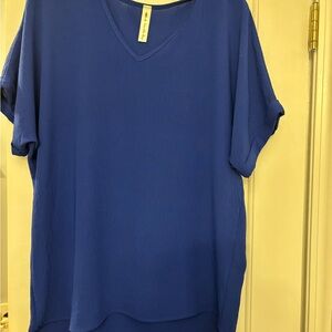 Vanilla Bay Royal Blue V-Neck Short Sleeve Top